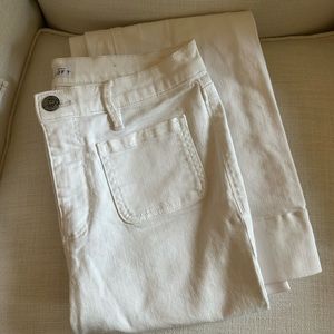 White flared wide leg trouser style jeans from Loft size 27; fits a size 2-4